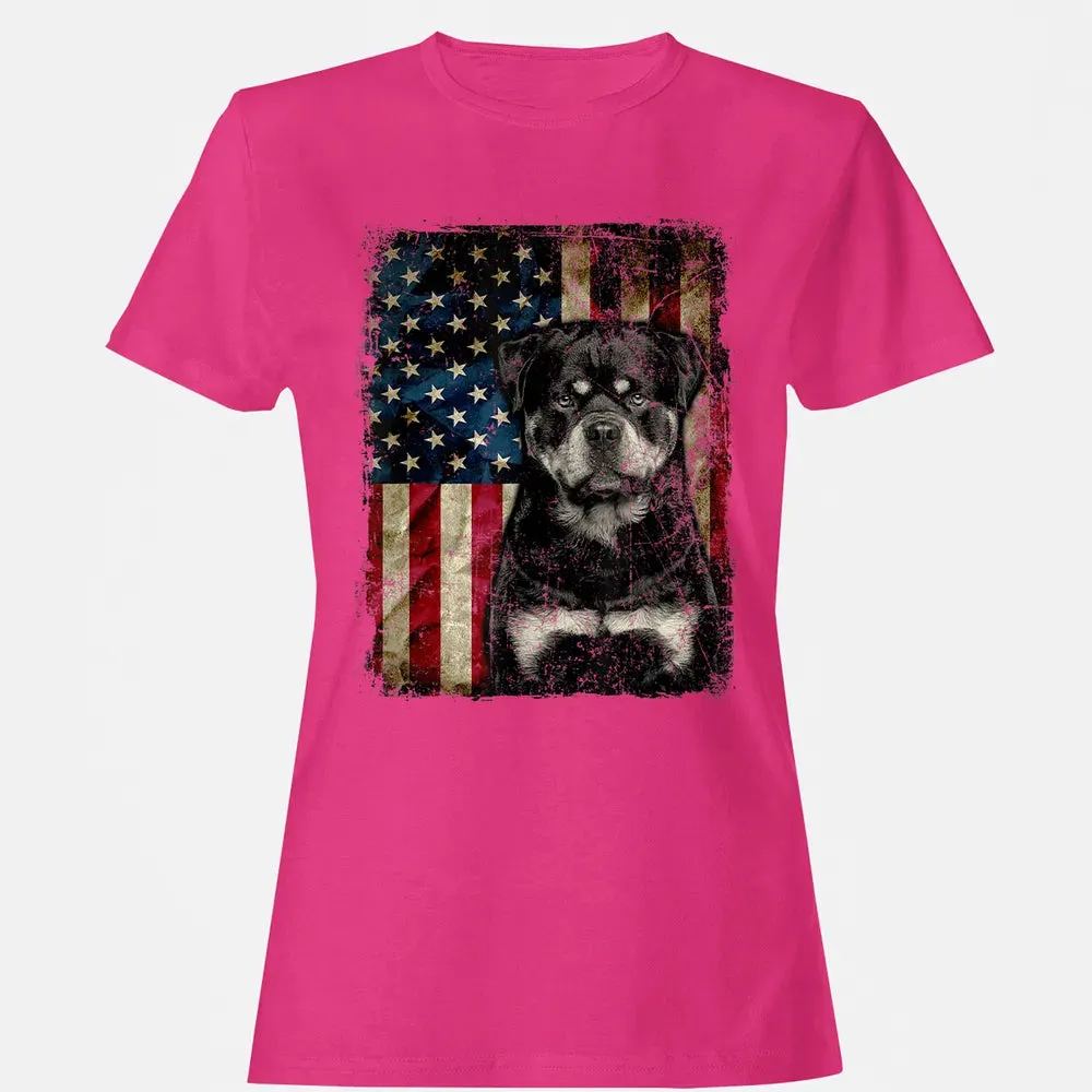 Rottweiler Dog 4th of July American Flag patriotic Gift Women's T-shirt - 6