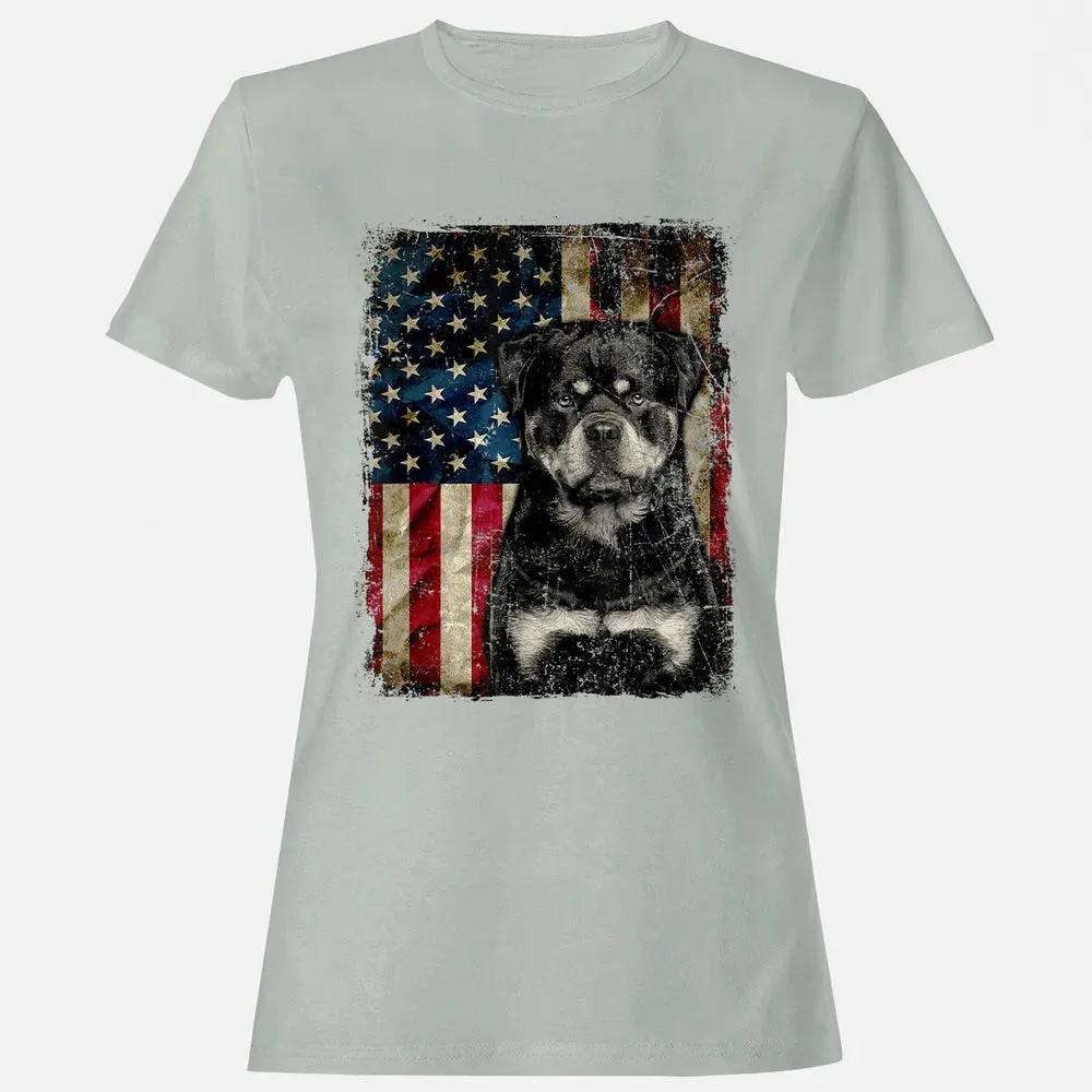 Rottweiler Dog 4th of July American Flag patriotic Gift Women's T-shirt - 2