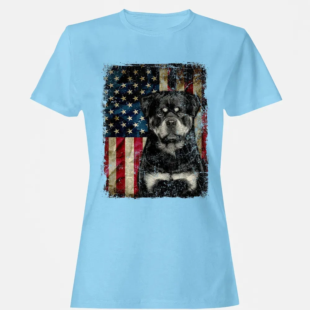 Rottweiler Dog 4th of July American Flag patriotic Gift Women's T-shirt - 8