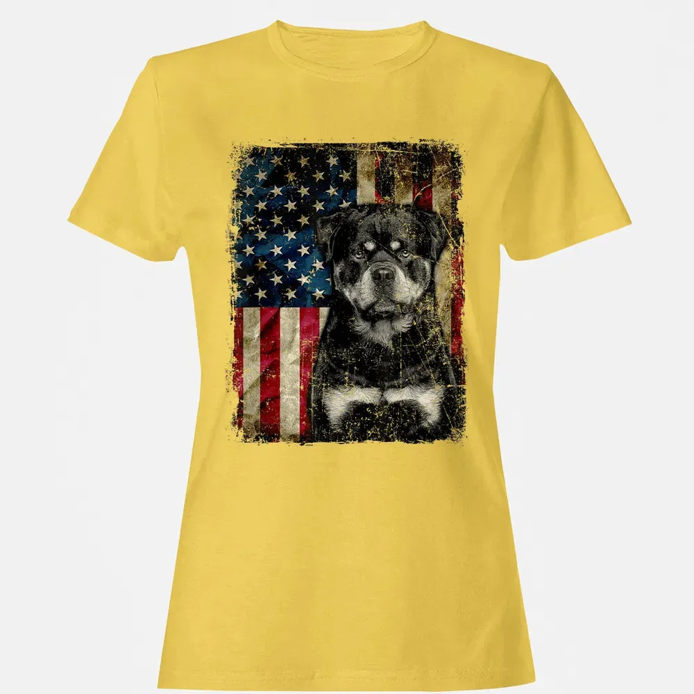 Rottweiler Dog 4th of July American Flag patriotic Gift Women's T-shirt - 4