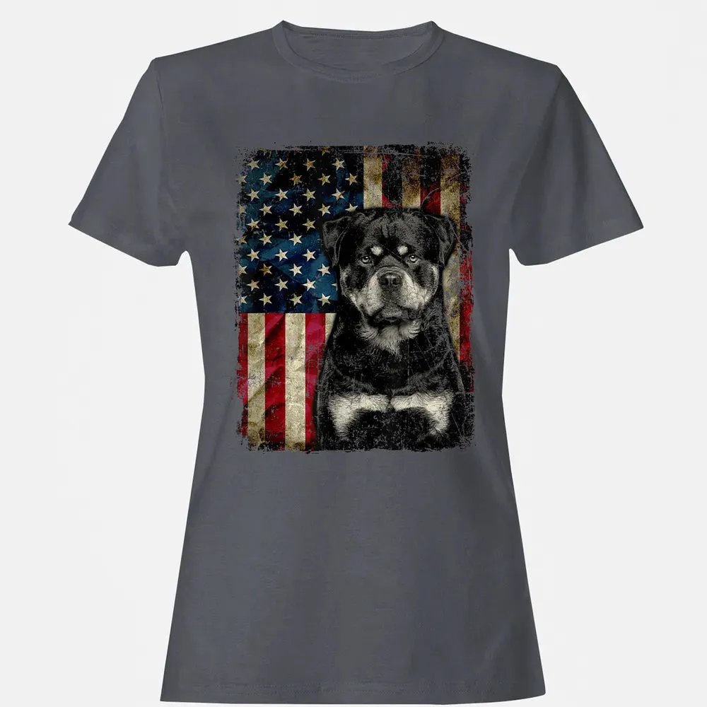 Rottweiler Dog 4th of July American Flag patriotic Gift Women's T-shirt - 5
