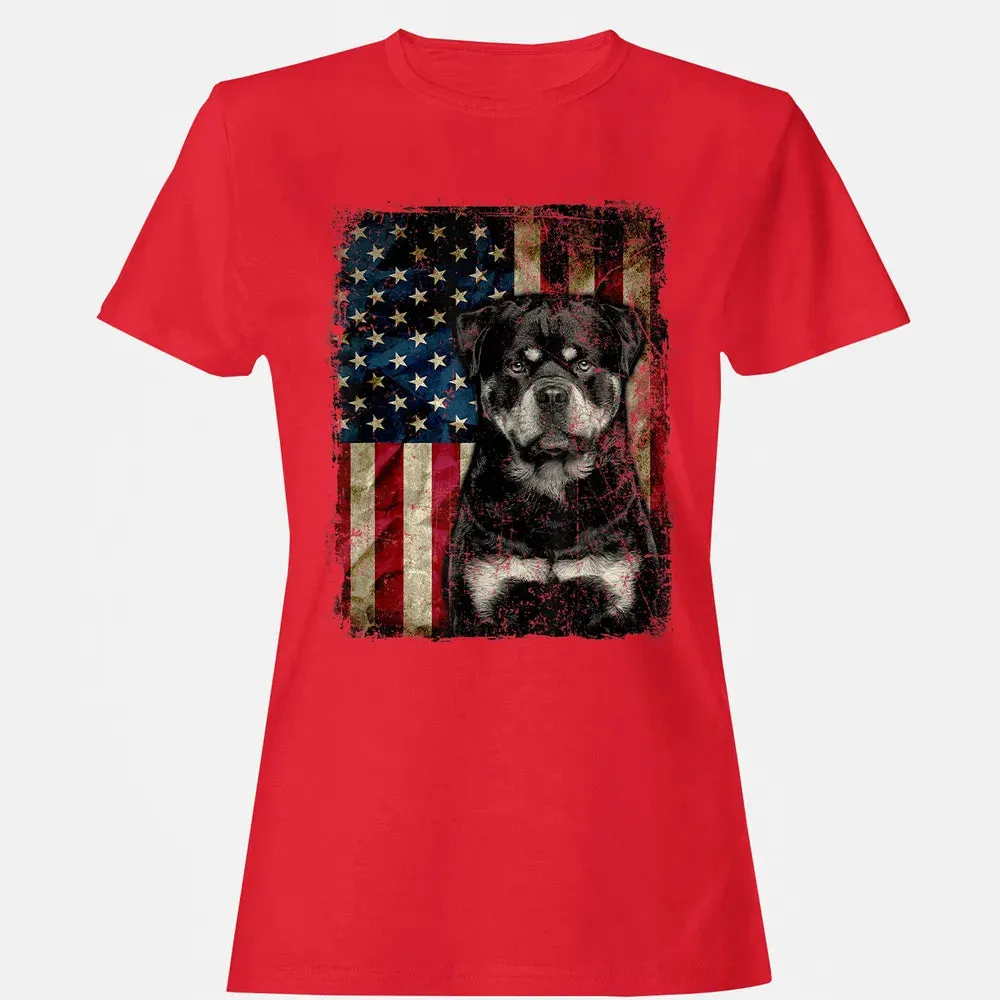 Rottweiler Dog 4th of July American Flag patriotic Gift Women's T-shirt - 13