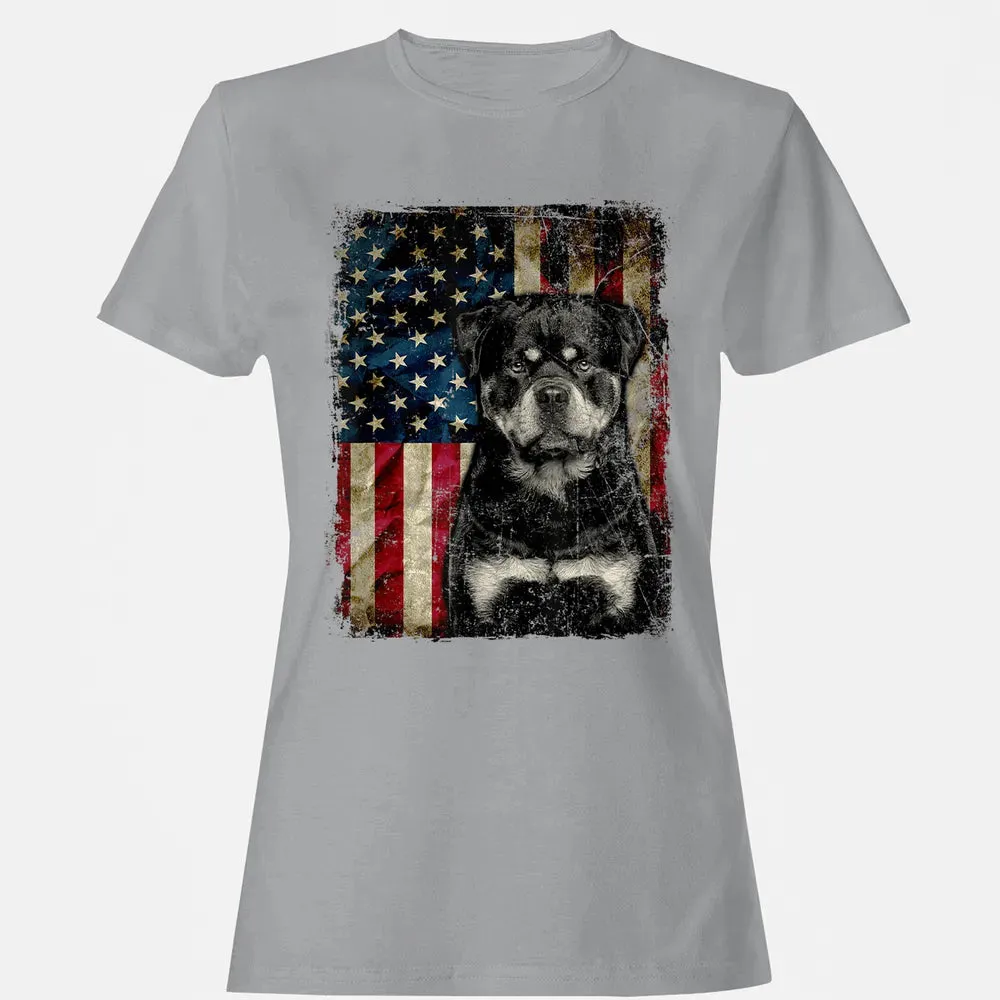 Rottweiler Dog 4th of July American Flag patriotic Gift Women's T-shirt - 15
