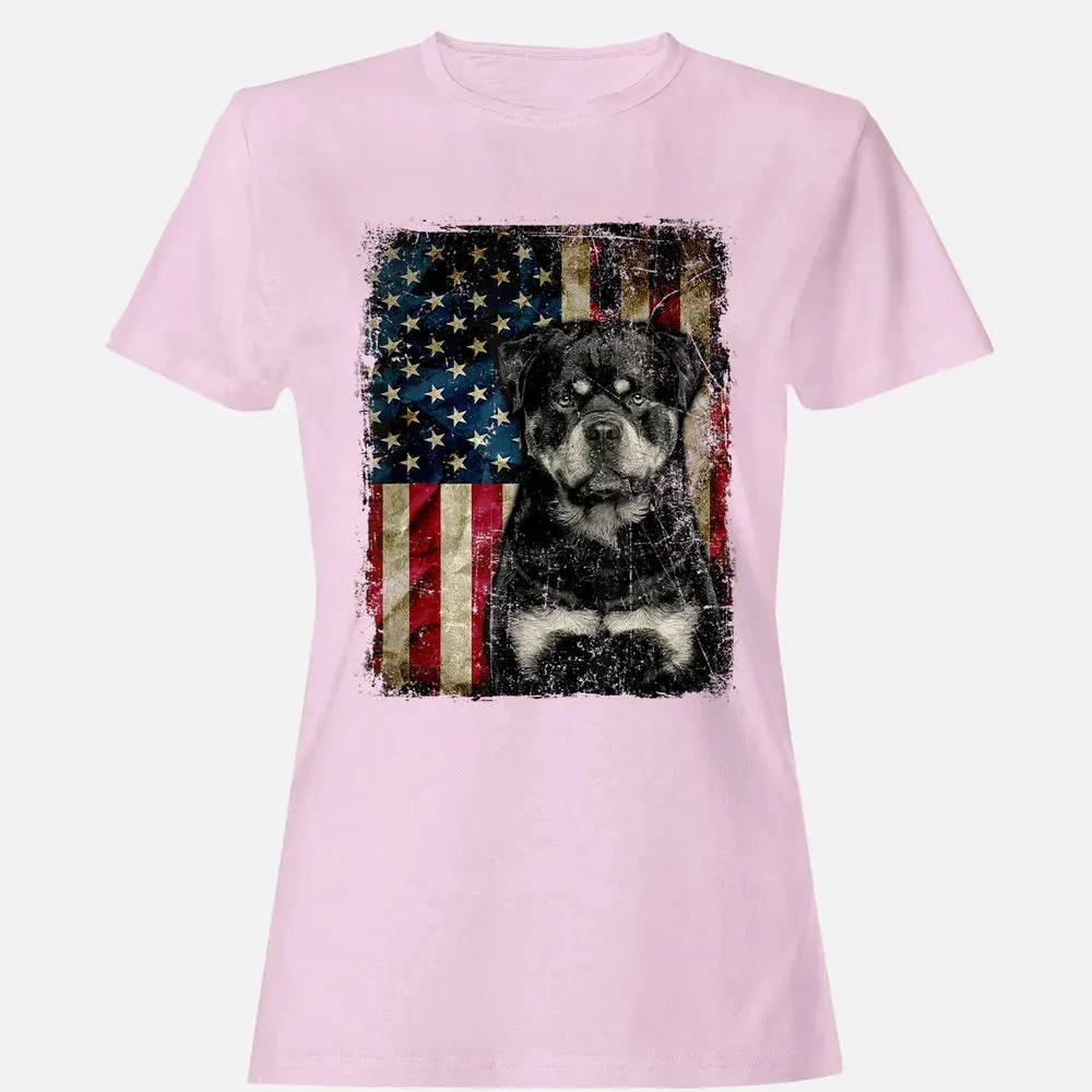 Rottweiler Dog 4th of July American Flag patriotic Gift Women's T-shirt - 9