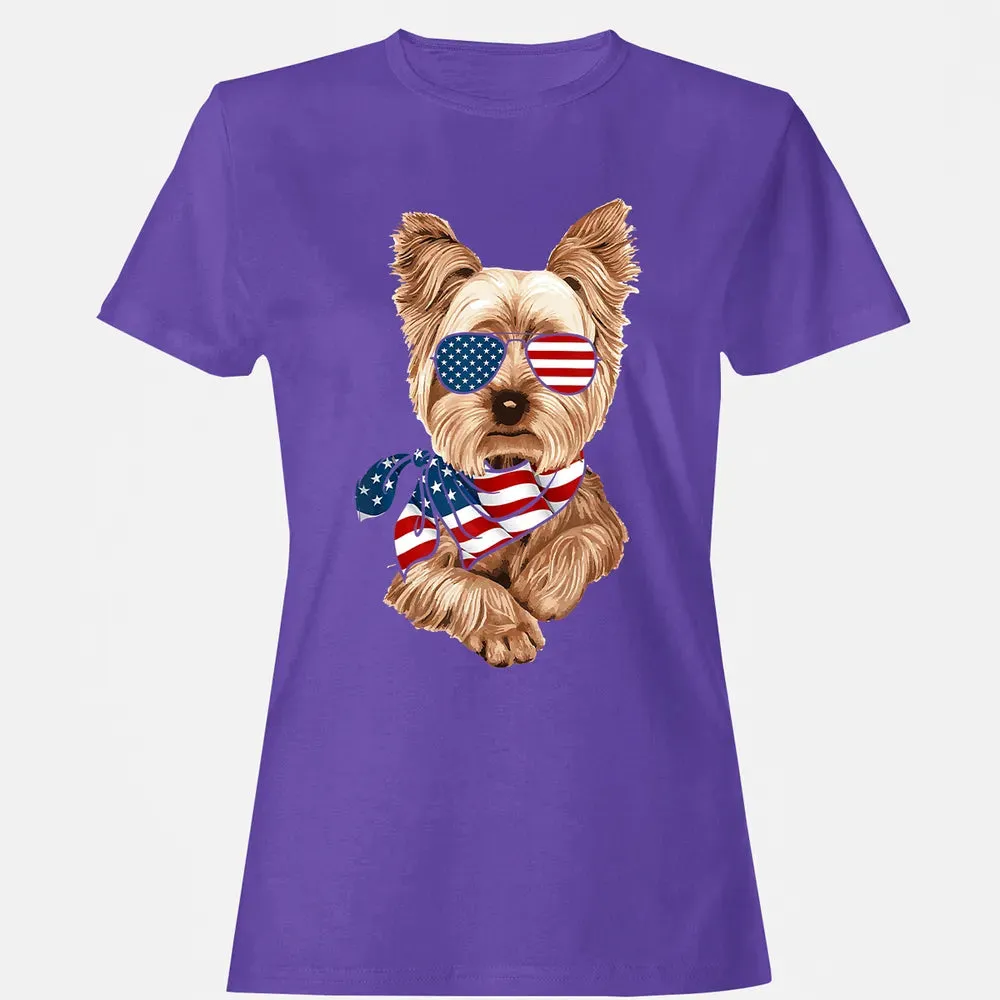 American Flag Yorkie Patriotic 4th Of July T Women's T-shirt - 12