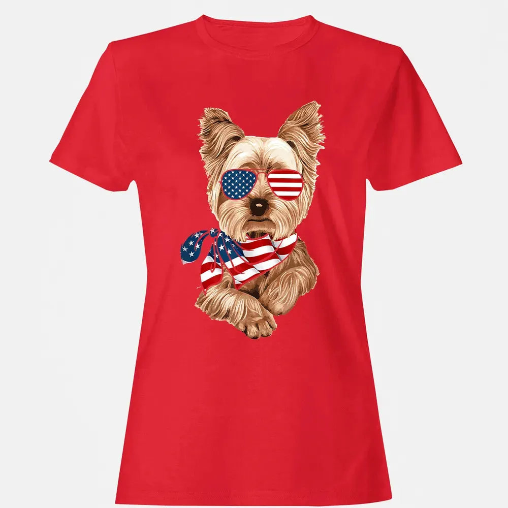 American Flag Yorkie Patriotic 4th Of July T Women's T-shirt - 13