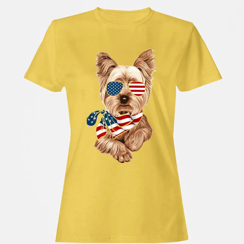 American Flag Yorkie Patriotic 4th Of July T Women's T-shirt - 4