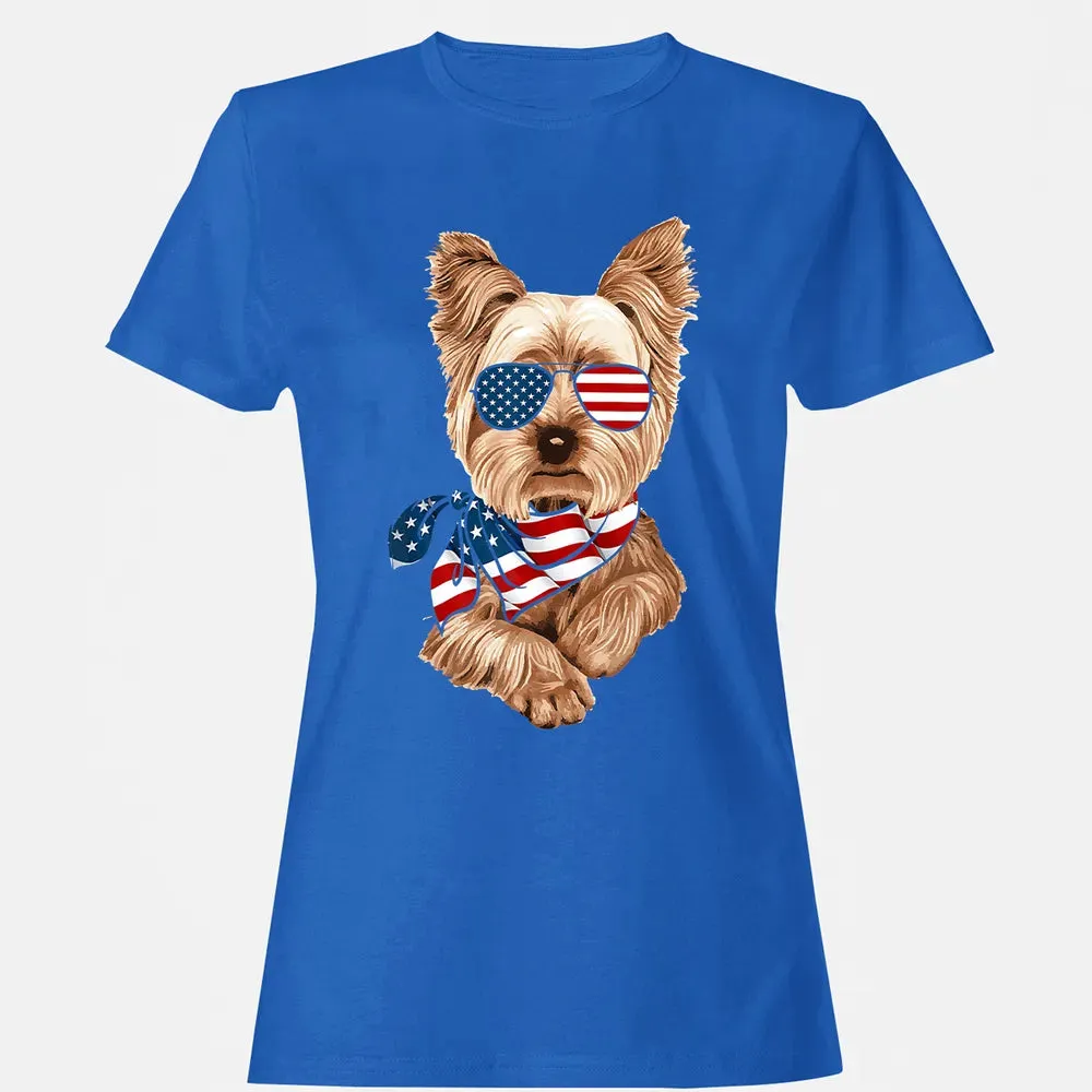 American Flag Yorkie Patriotic 4th Of July T Women's T-shirt - 14
