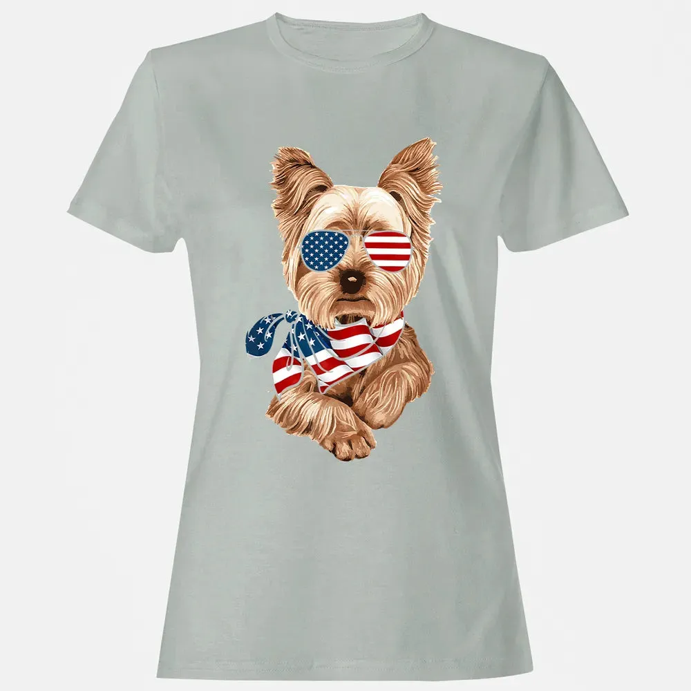 American Flag Yorkie Patriotic 4th Of July T Women's T-shirt - 2