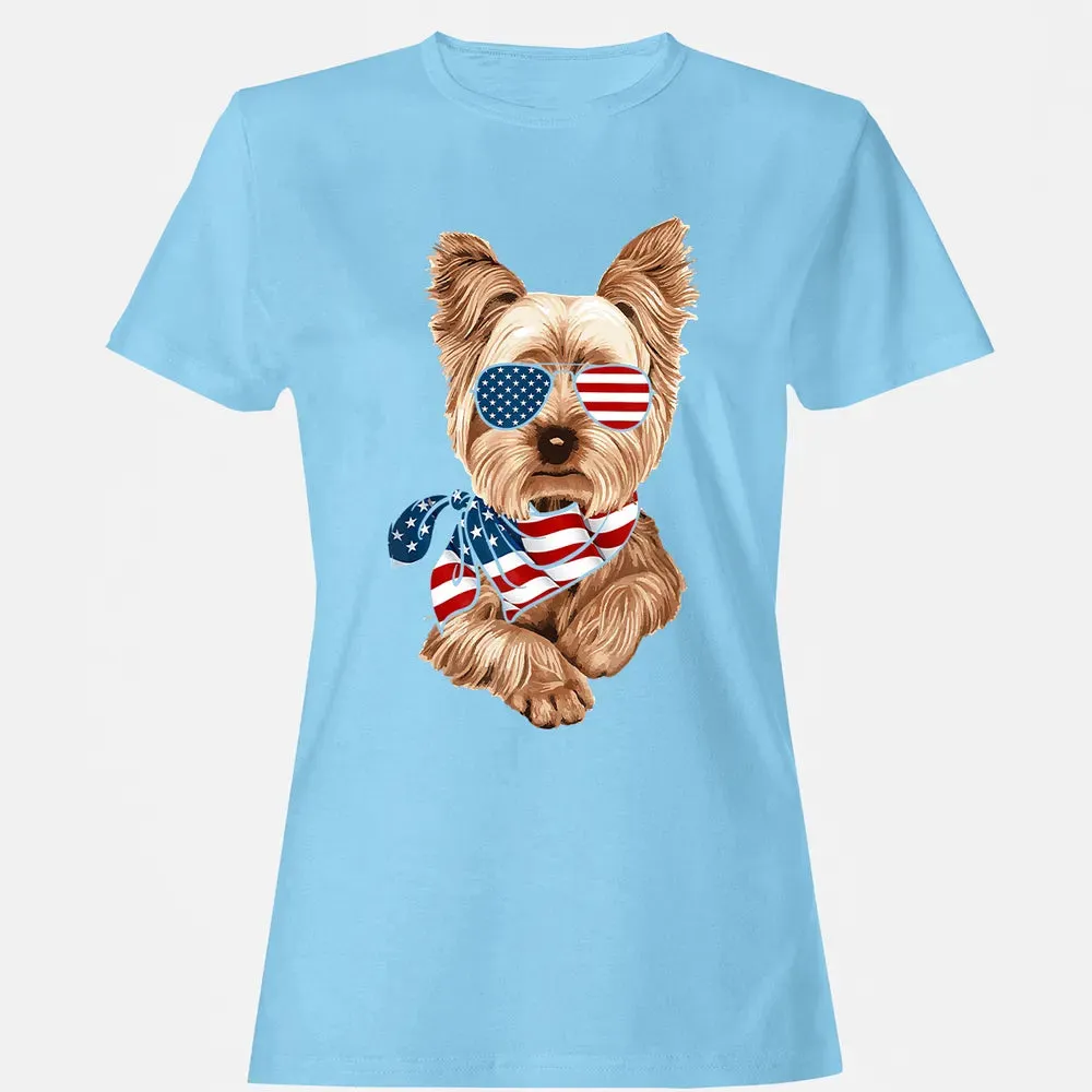American Flag Yorkie Patriotic 4th Of July T Women's T-shirt - 8