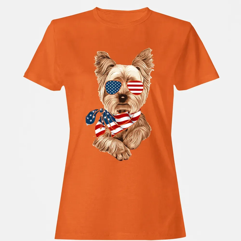 American Flag Yorkie Patriotic 4th Of July T Women's T-shirt - 11
