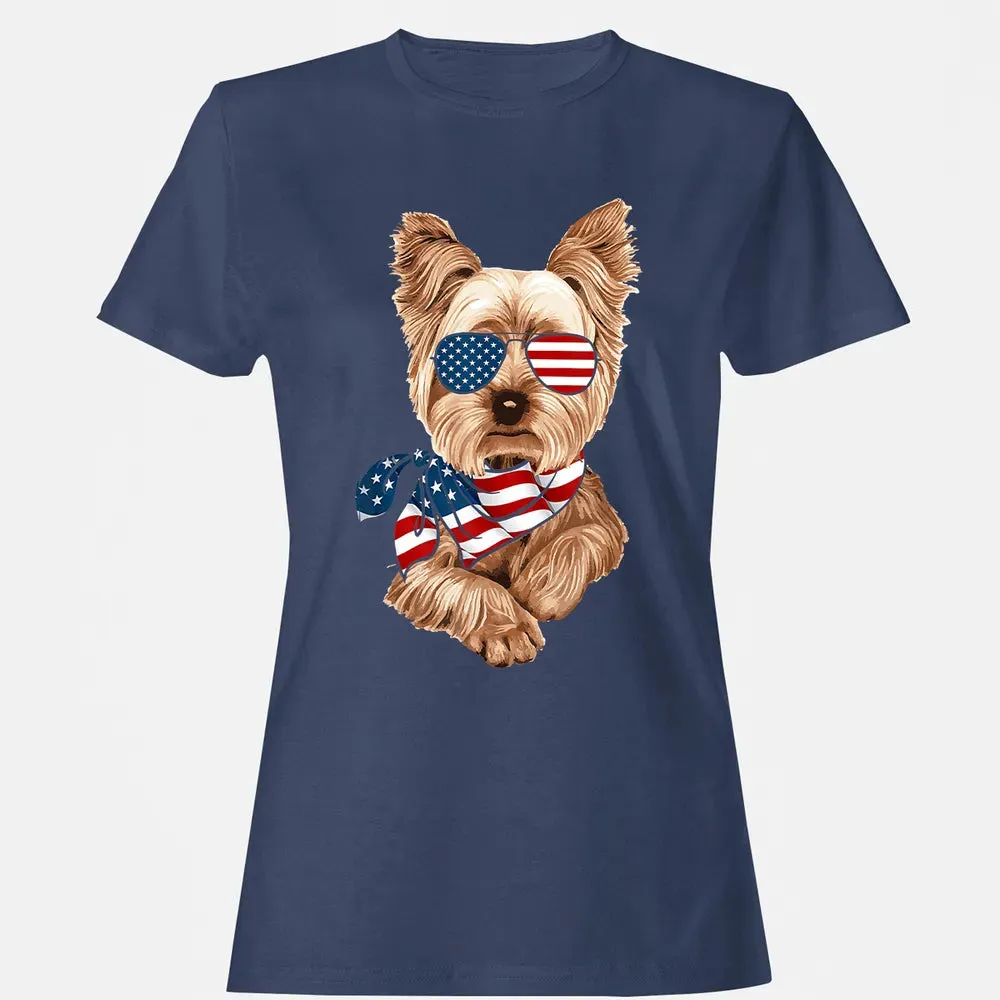 American Flag Yorkie Patriotic 4th Of July T Women's T-shirt - 10
