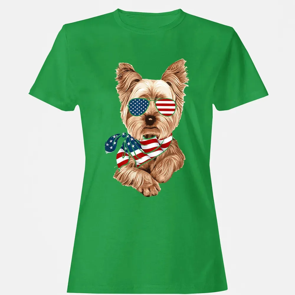 American Flag Yorkie Patriotic 4th Of July T Women's T-shirt - 7