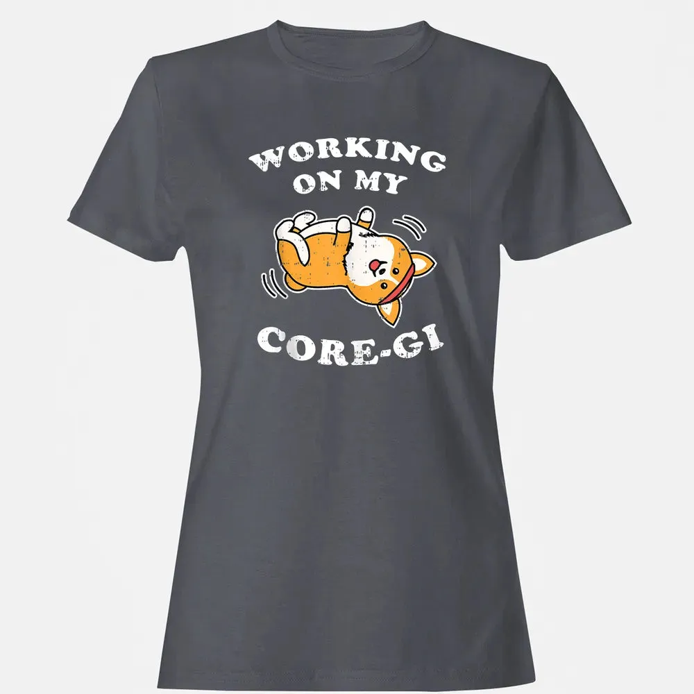 Working Core Gi Workout Cute Black Corgi Dog Fitness Gift Women's T-shirt - 5