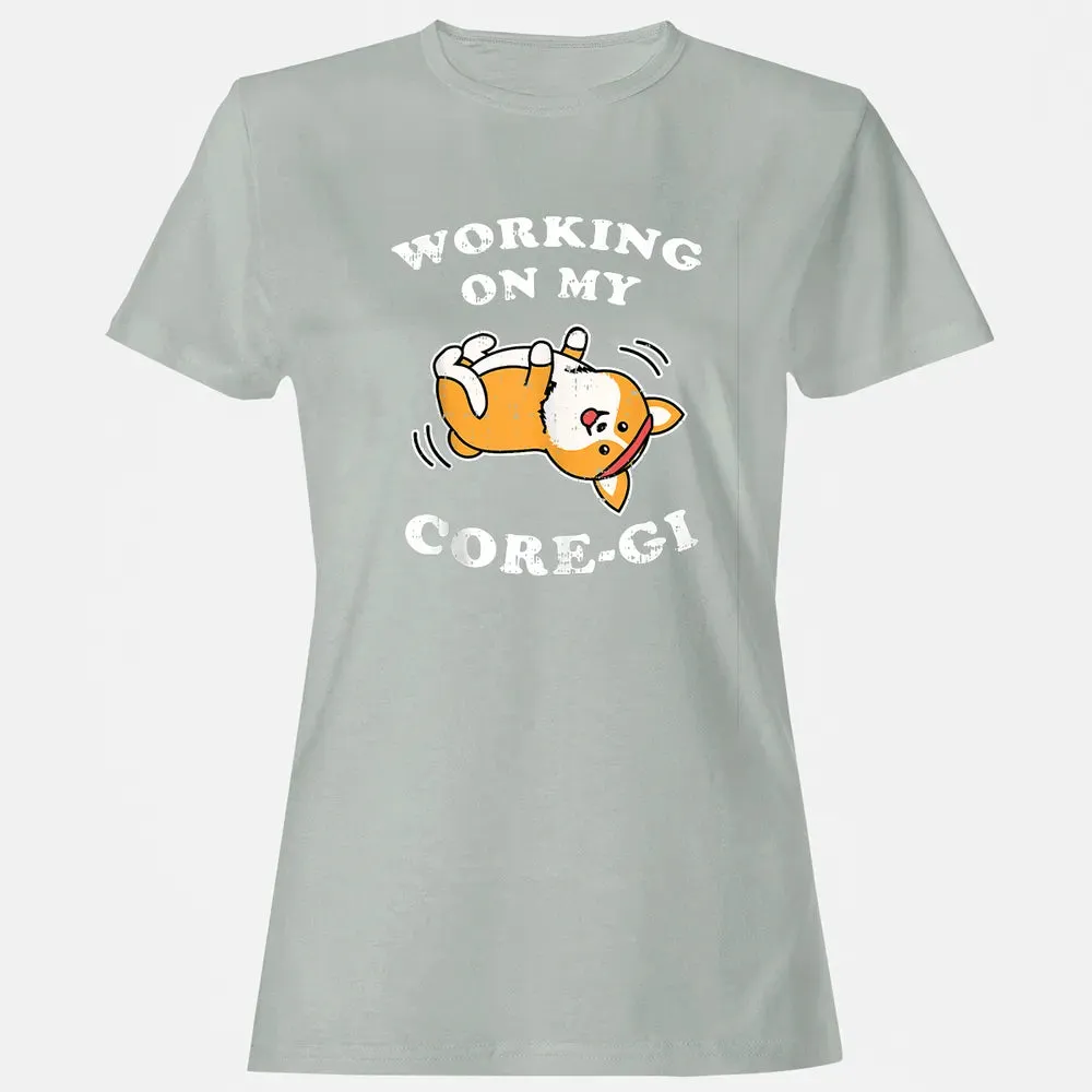 Working Core Gi Workout Cute Black Corgi Dog Fitness Gift Women's T-shirt - 2