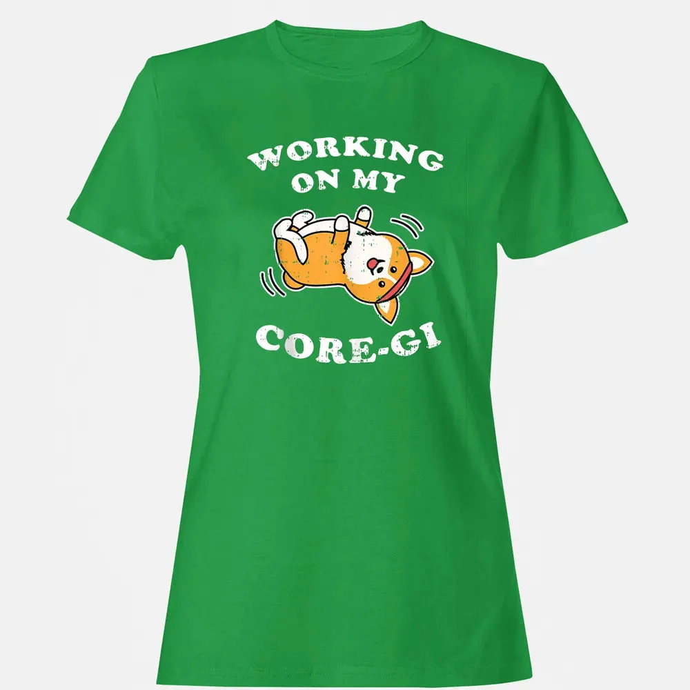 Working Core Gi Workout Cute Black Corgi Dog Fitness Gift Women's T-shirt - 7