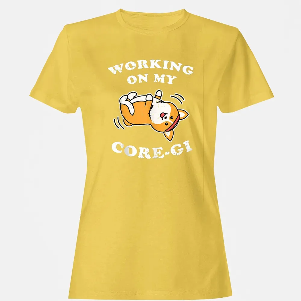 Working Core Gi Workout Cute Black Corgi Dog Fitness Gift Women's T-shirt - 4