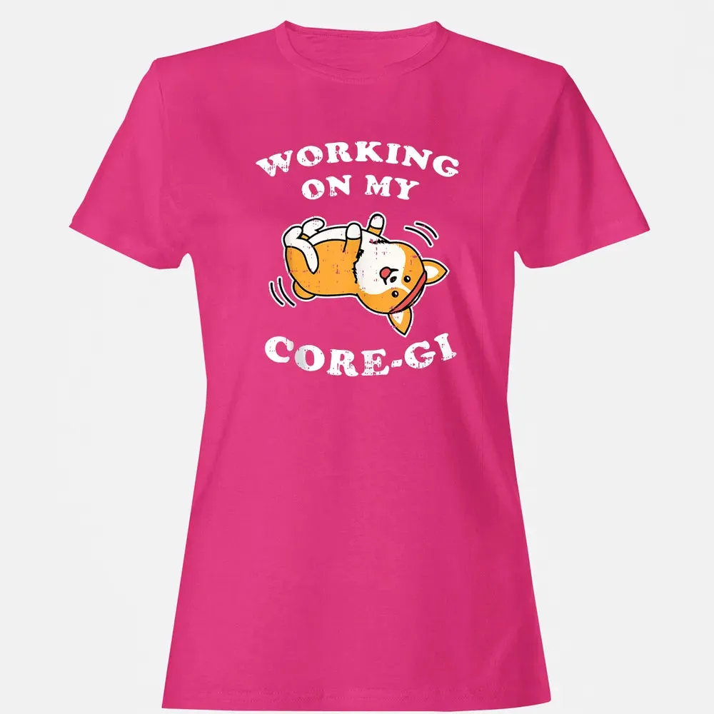 Working Core Gi Workout Cute Black Corgi Dog Fitness Gift Women's T-shirt - 6