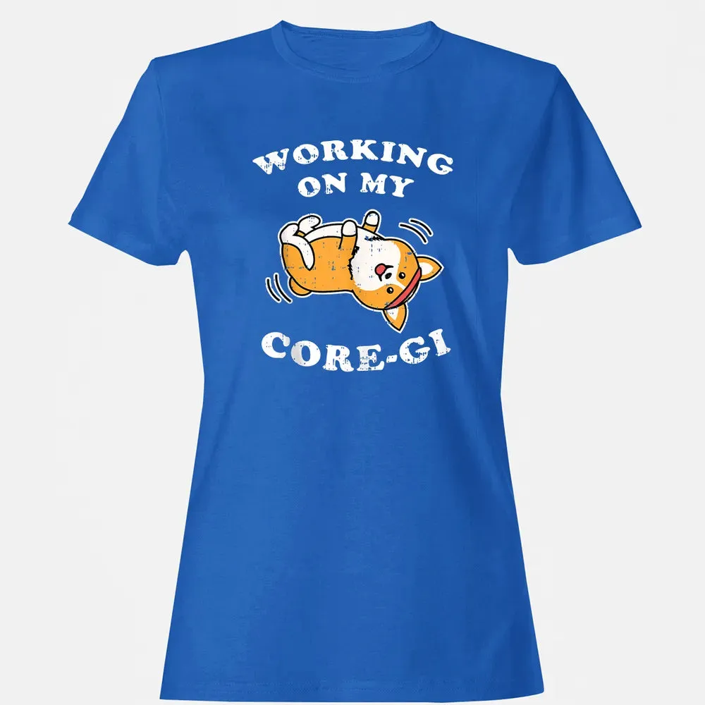 Working Core Gi Workout Cute Black Corgi Dog Fitness Gift Women's T-shirt - 14