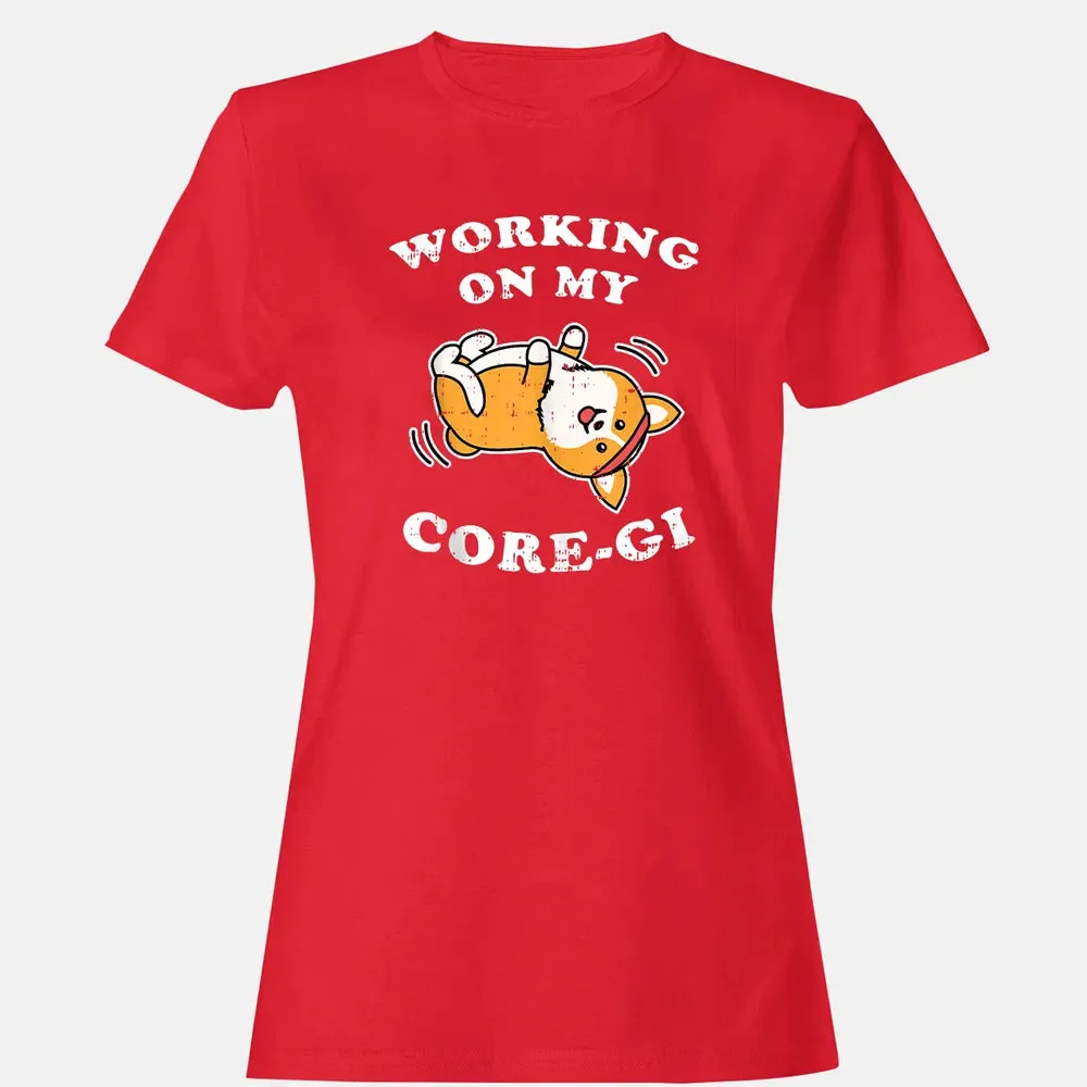 Working Core Gi Workout Cute Black Corgi Dog Fitness Gift Women's T-shirt - 13