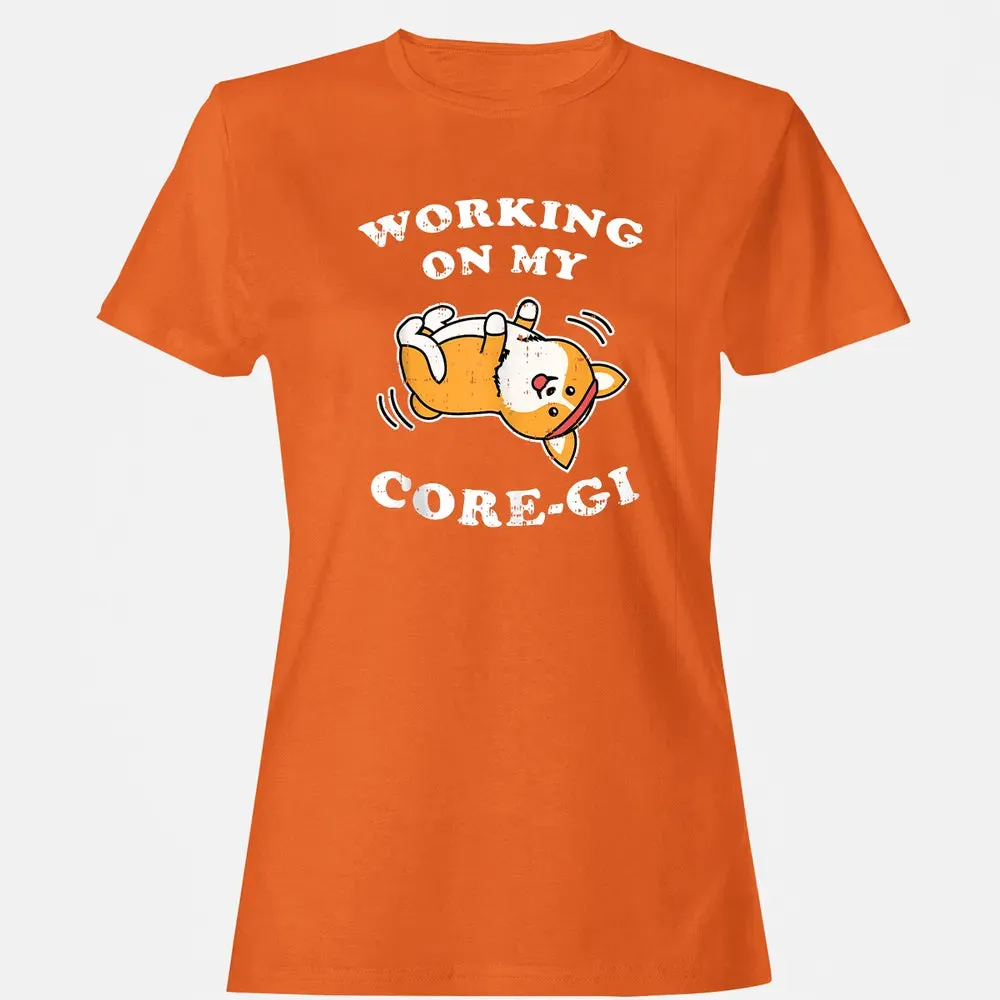 Working Core Gi Workout Cute Black Corgi Dog Fitness Gift Women's T-shirt - 11