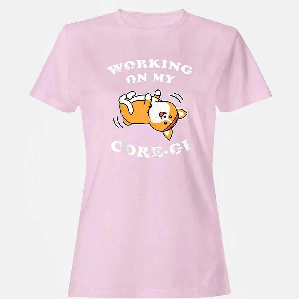 Working Core Gi Workout Cute Black Corgi Dog Fitness Gift Women's T-shirt - 9