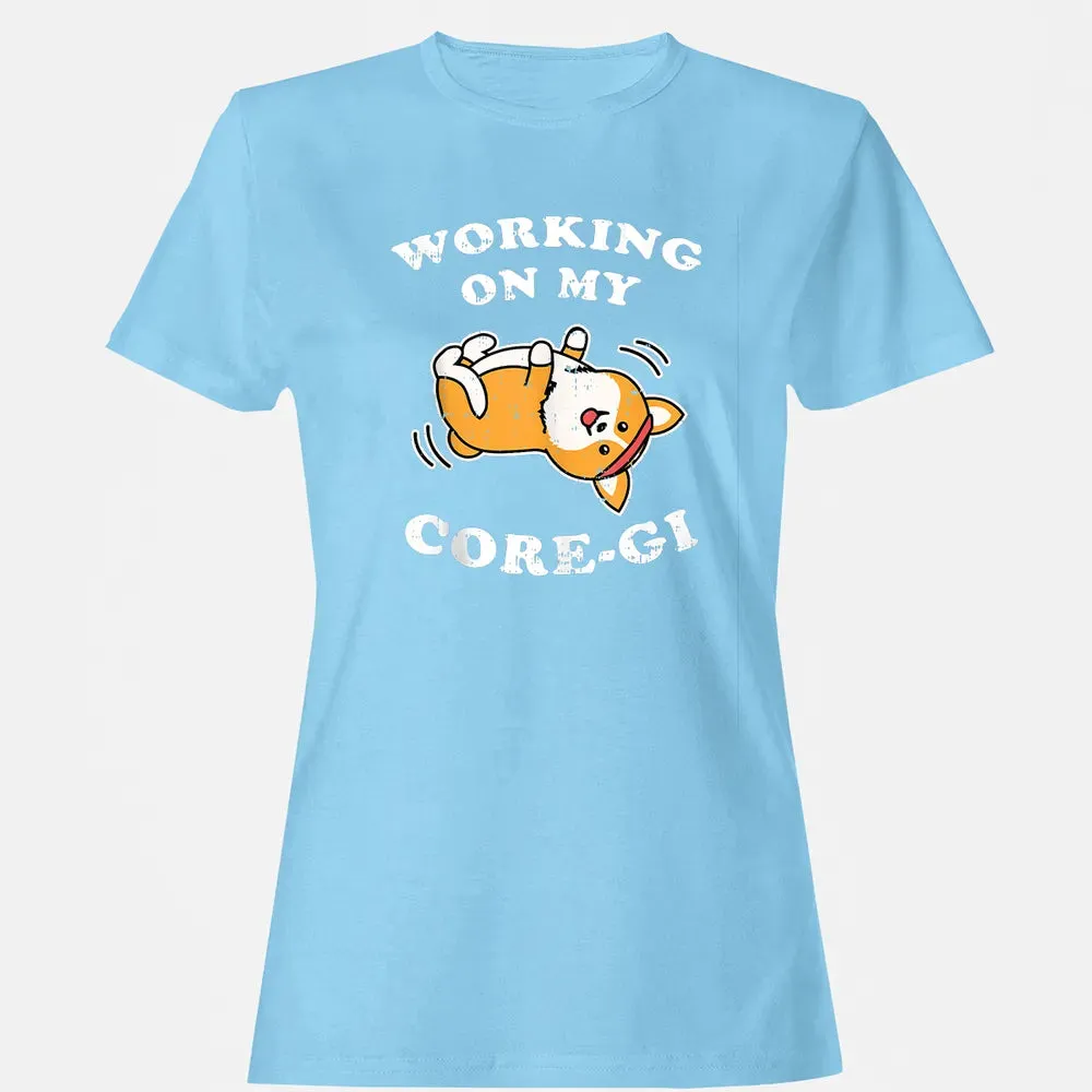 Working Core Gi Workout Cute Black Corgi Dog Fitness Gift Women's T-shirt - 8
