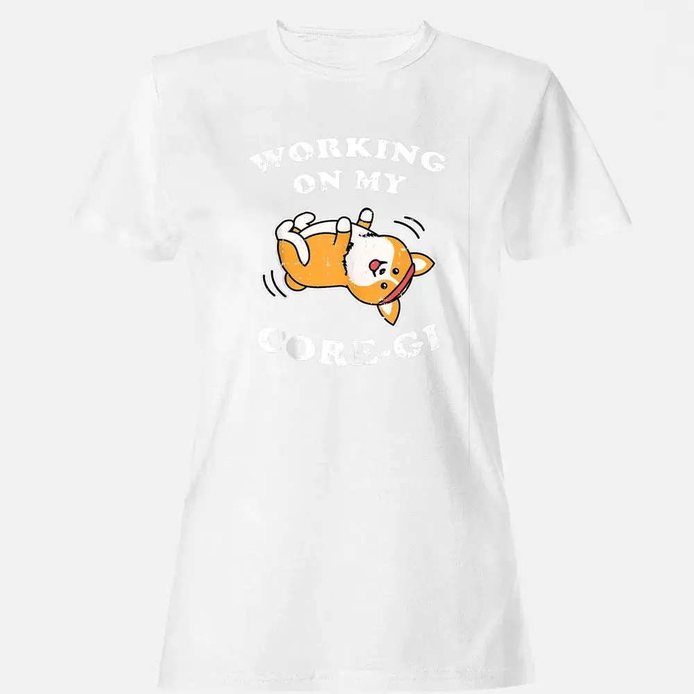 Working Core Gi Workout Cute Black Corgi Dog Fitness Gift Women's T-shirt - 16