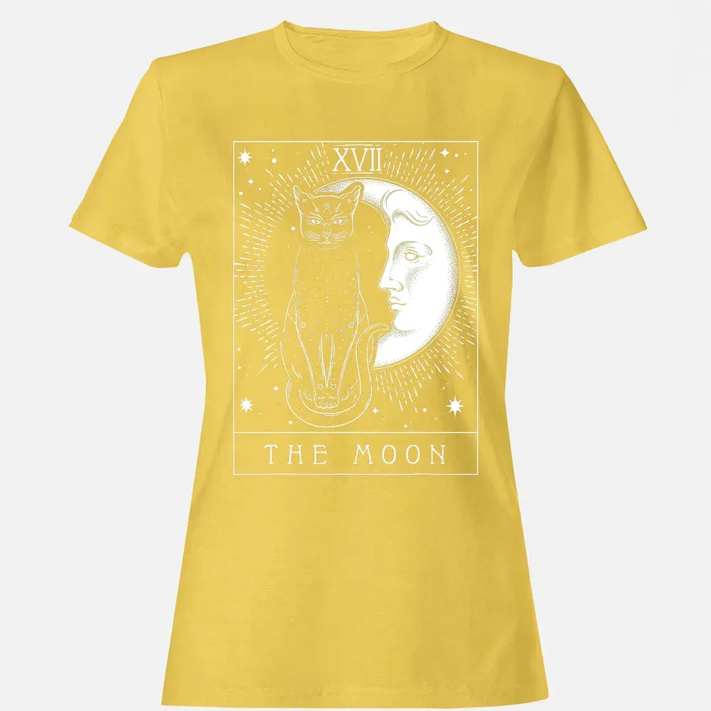 Tarot Card Crescent Moon And Cat Graphic Women's T-shirt - 4