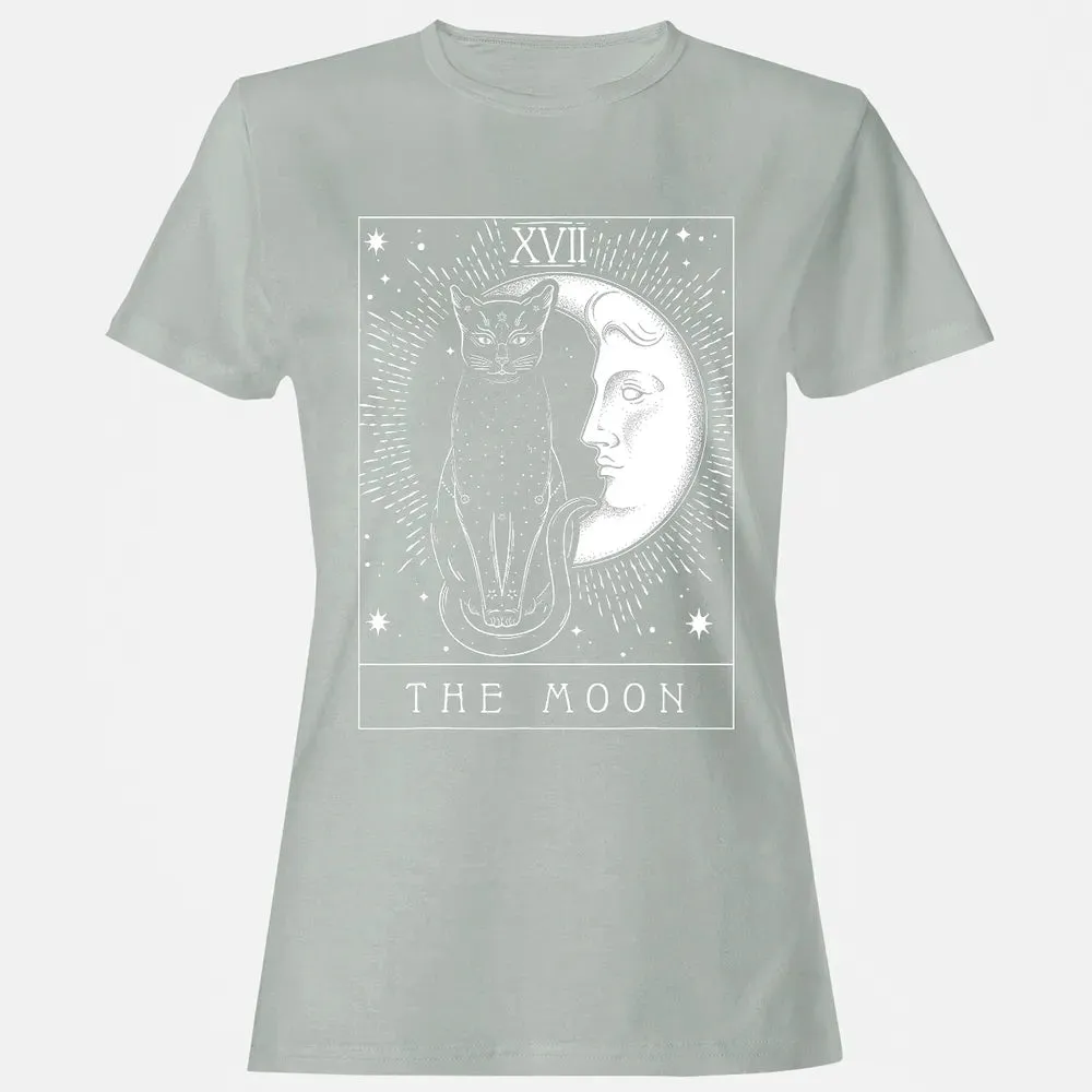 Tarot Card Crescent Moon And Cat Graphic Women's T-shirt - 2