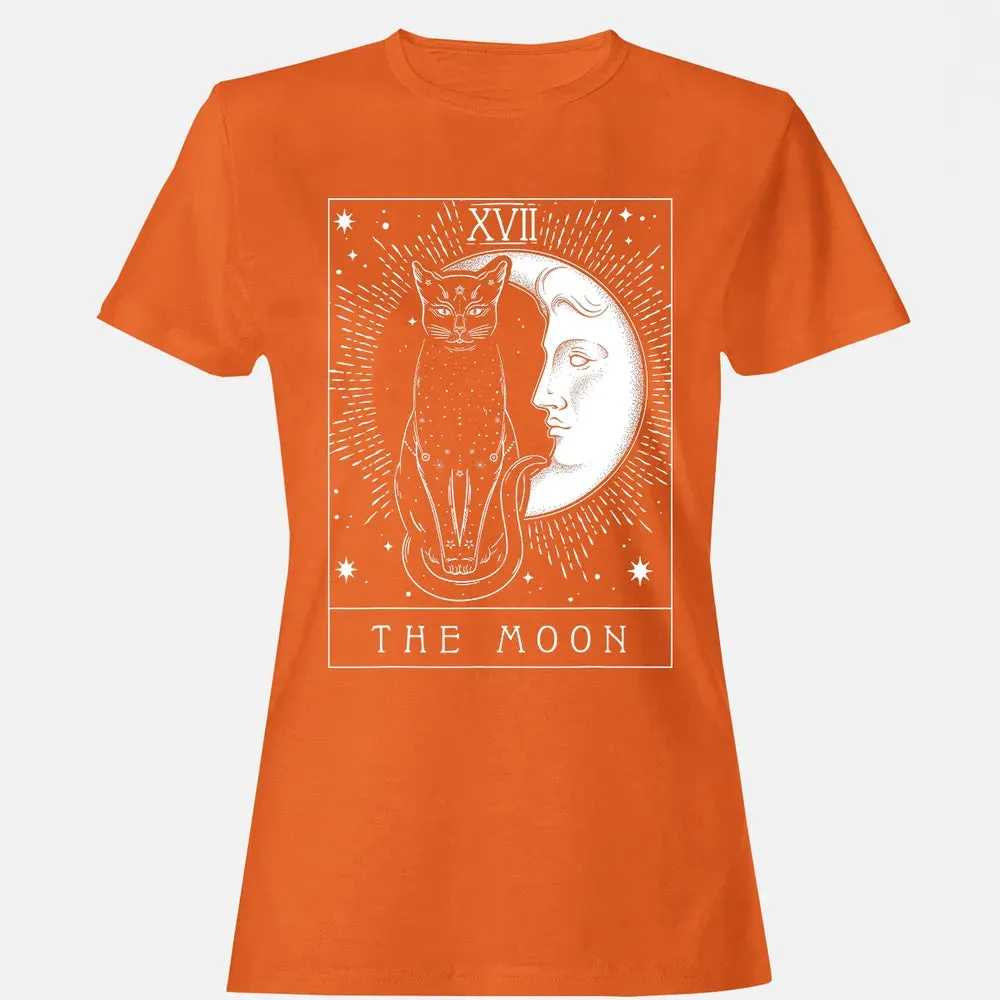 Tarot Card Crescent Moon And Cat Graphic Women's T-shirt - 11
