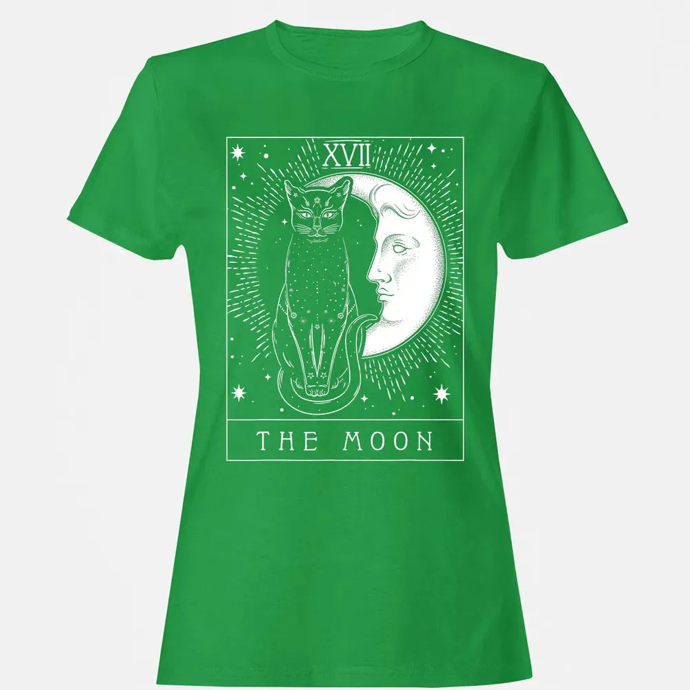 Tarot Card Crescent Moon And Cat Graphic Women's T-shirt - 7