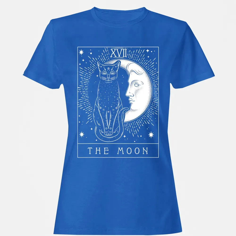 Tarot Card Crescent Moon And Cat Graphic Women's T-shirt - 14
