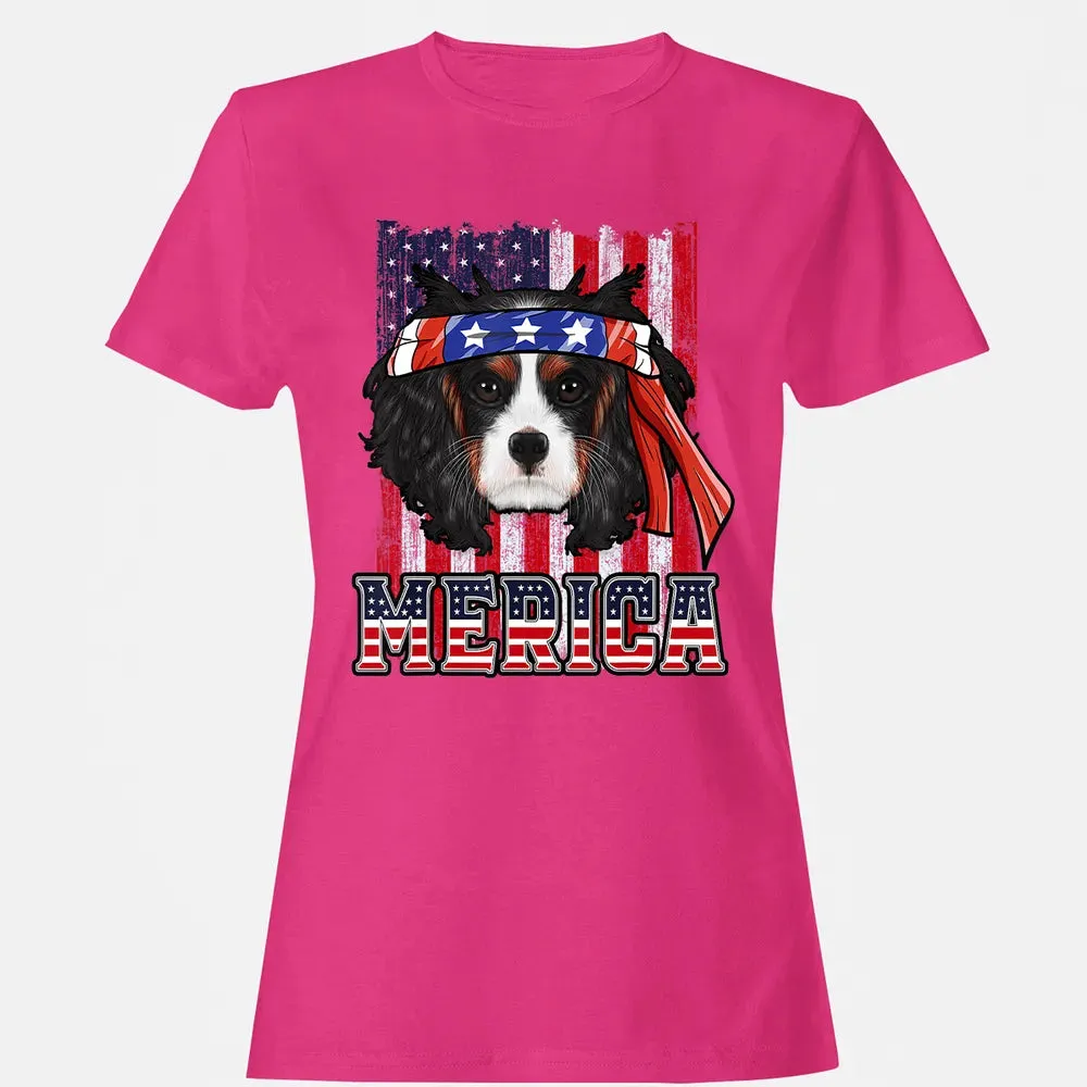 Cavalier King Charles Spaniel Merica 4th of July Dog Flag Women's T-shirt - 6