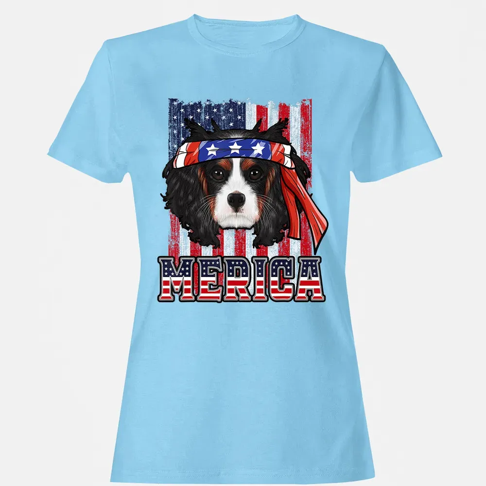 Cavalier King Charles Spaniel Merica 4th of July Dog Flag Women's T-shirt - 8