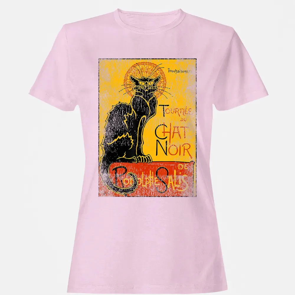 Vintage Tournee du Chat Noir Black Cat Gift For Halloween Women's T-shirt - 9