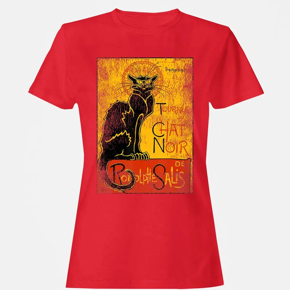 Vintage Tournee du Chat Noir Black Cat Gift For Halloween Women's T-shirt - 13