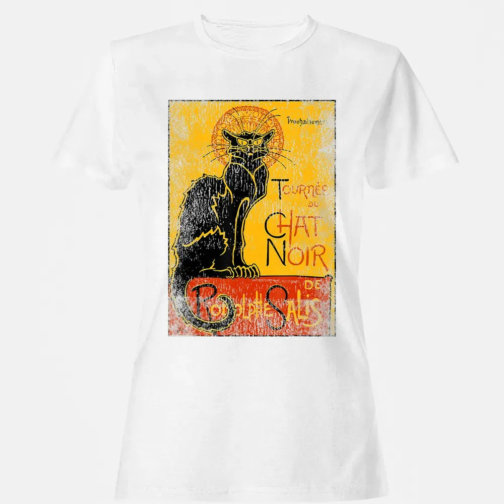 Vintage Tournee du Chat Noir Black Cat Gift For Halloween Women's T-shirt - 16