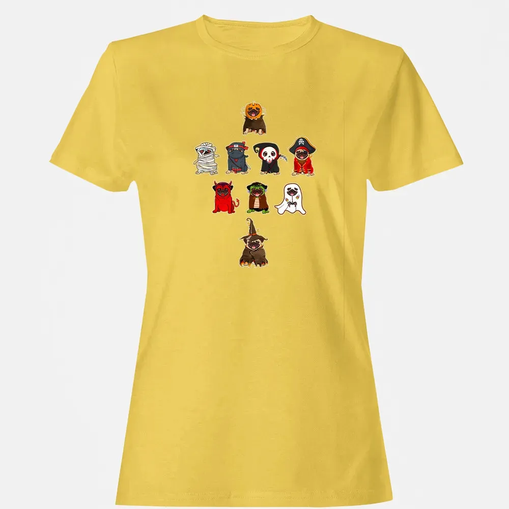 Pug Halloween Costume Ninja Witch Dracula Boo Mummy Pirate Women's T-shirt - 4