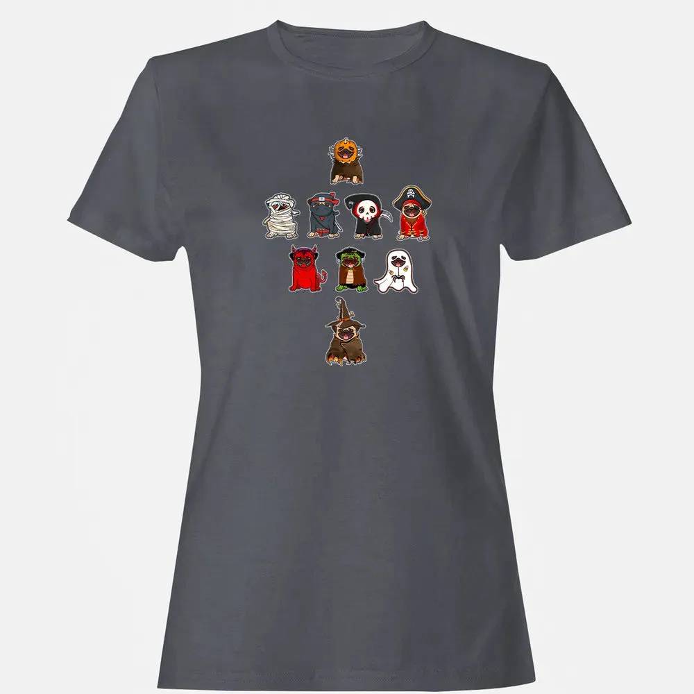 Pug Halloween Costume Ninja Witch Dracula Boo Mummy Pirate Women's T-shirt - 5