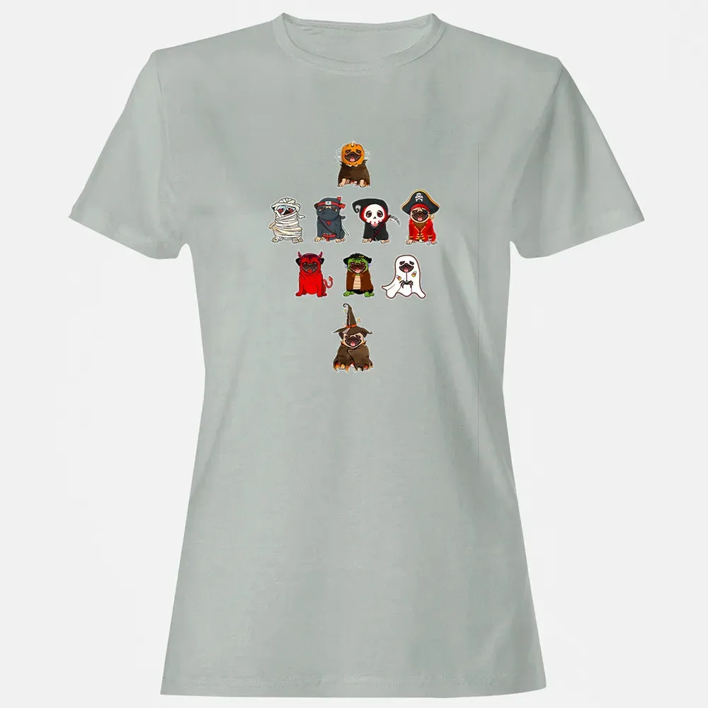 Pug Halloween Costume Ninja Witch Dracula Boo Mummy Pirate Women's T-shirt - 2