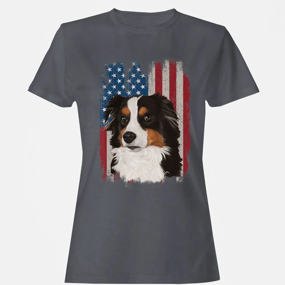 Australian Shepherd American Flag 4th Of July T Gifts Women's T-shirt - 5