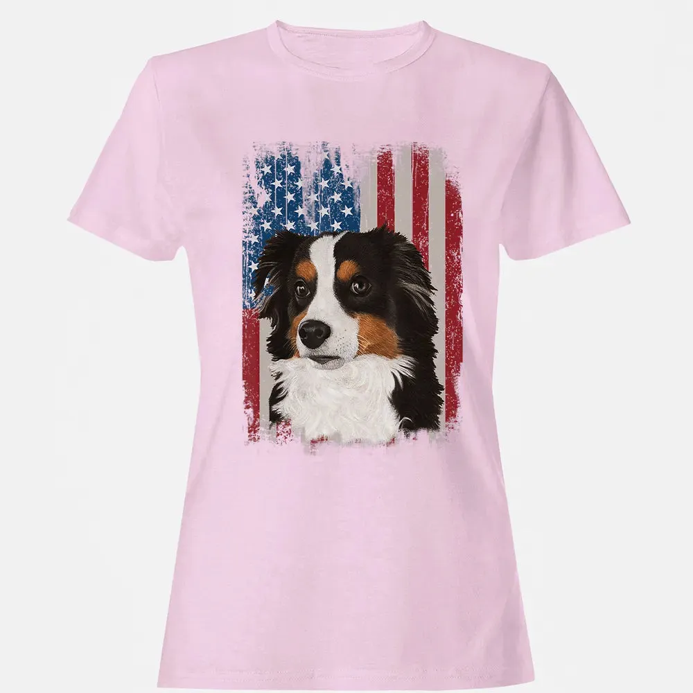Australian Shepherd American Flag 4th Of July T Gifts Women's T-shirt - 9
