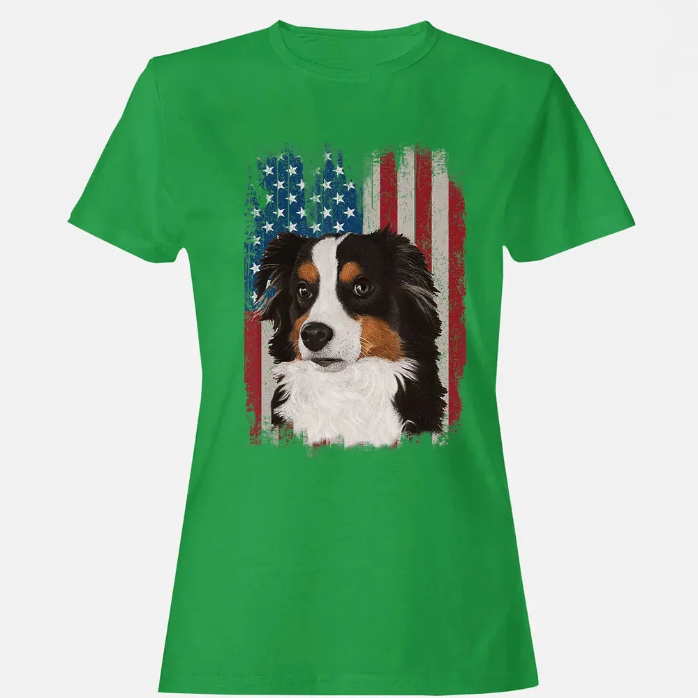 Australian Shepherd American Flag 4th Of July T Gifts Women's T-shirt - 7