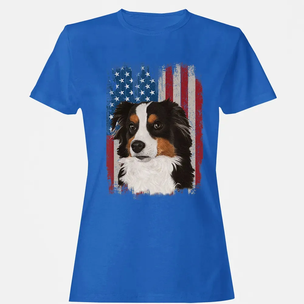 Australian Shepherd American Flag 4th Of July T Gifts Women's T-shirt - 14