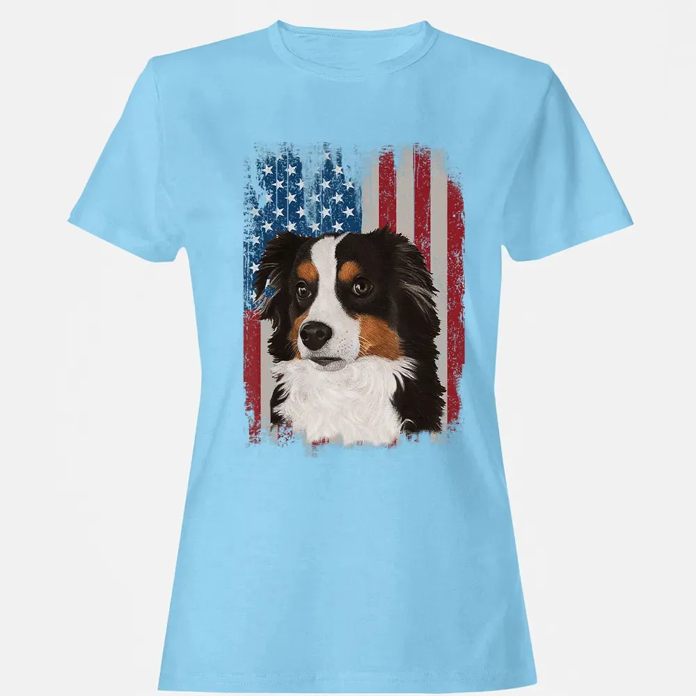 Australian Shepherd American Flag 4th Of July T Gifts Women's T-shirt - 8