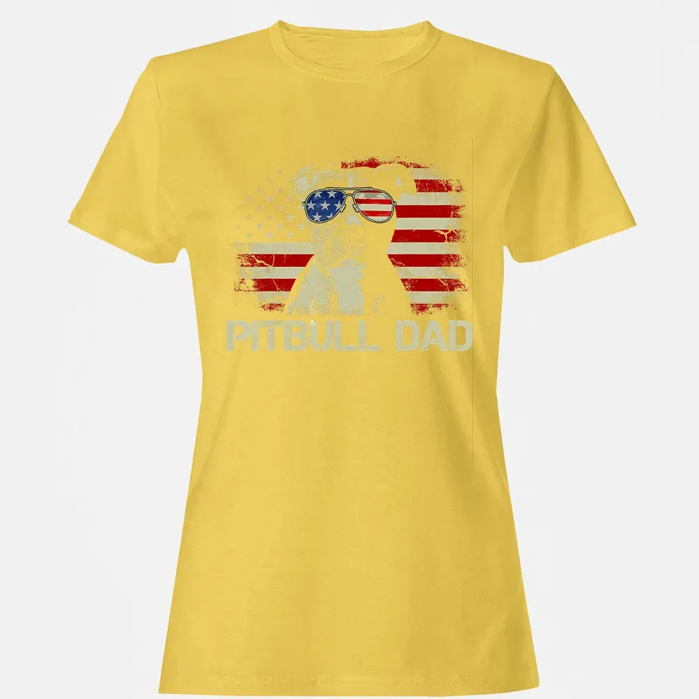 Mens Best Pitbull Dad Ever  American Flag 4th Of July Gift Women's T-shirt - 4