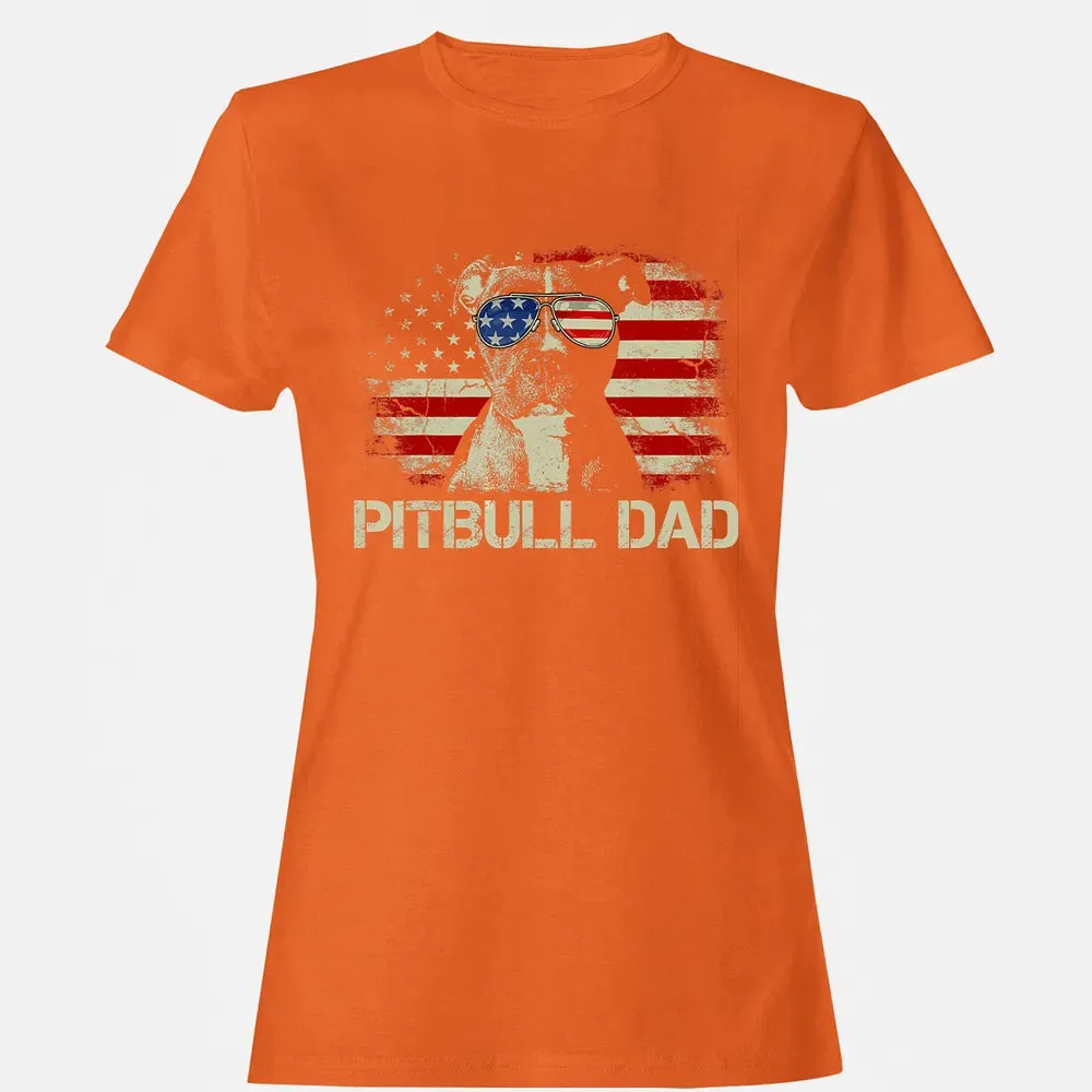 Mens Best Pitbull Dad Ever  American Flag 4th Of July Gift Women's T-shirt - 11