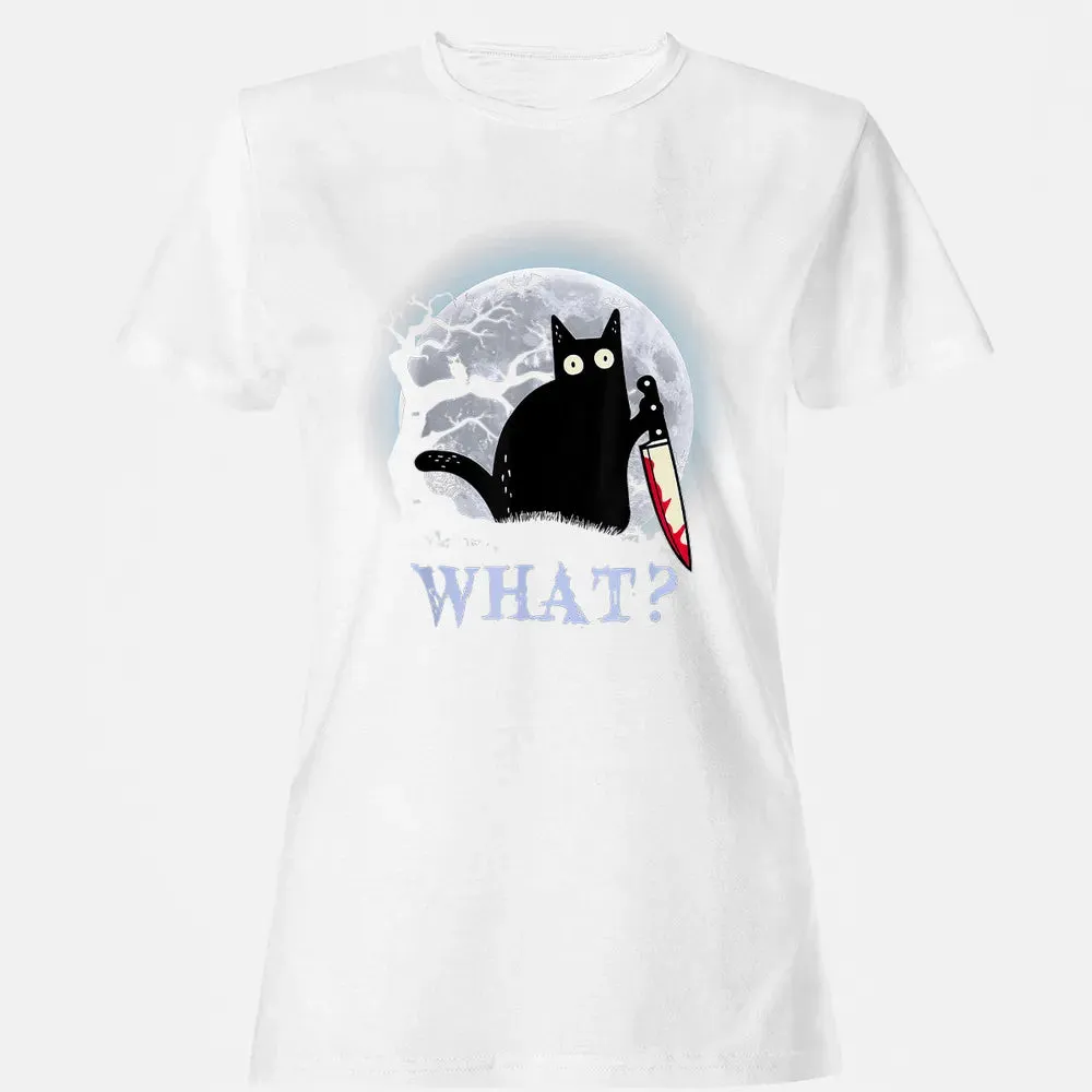 Cat What? Murderous Halloween Women's T-shirt - 16