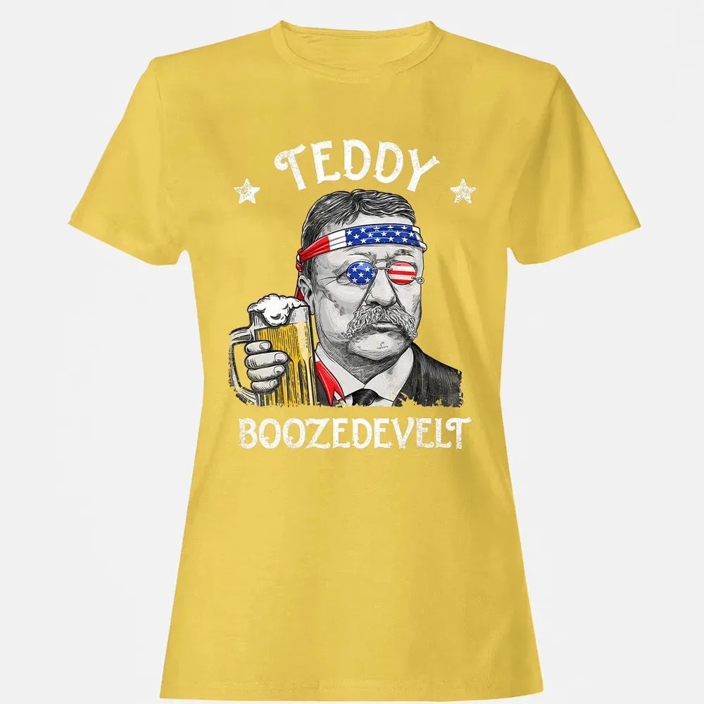 Teddy Boozedevelt Theodore Roosevelt 4th of July Drinking Women's T-shirt - 4